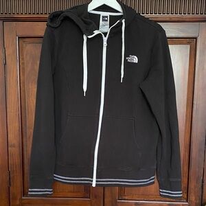 The North Face Women’s Full Zip Kangaroo Hoodie Jacket Black White Accents Large